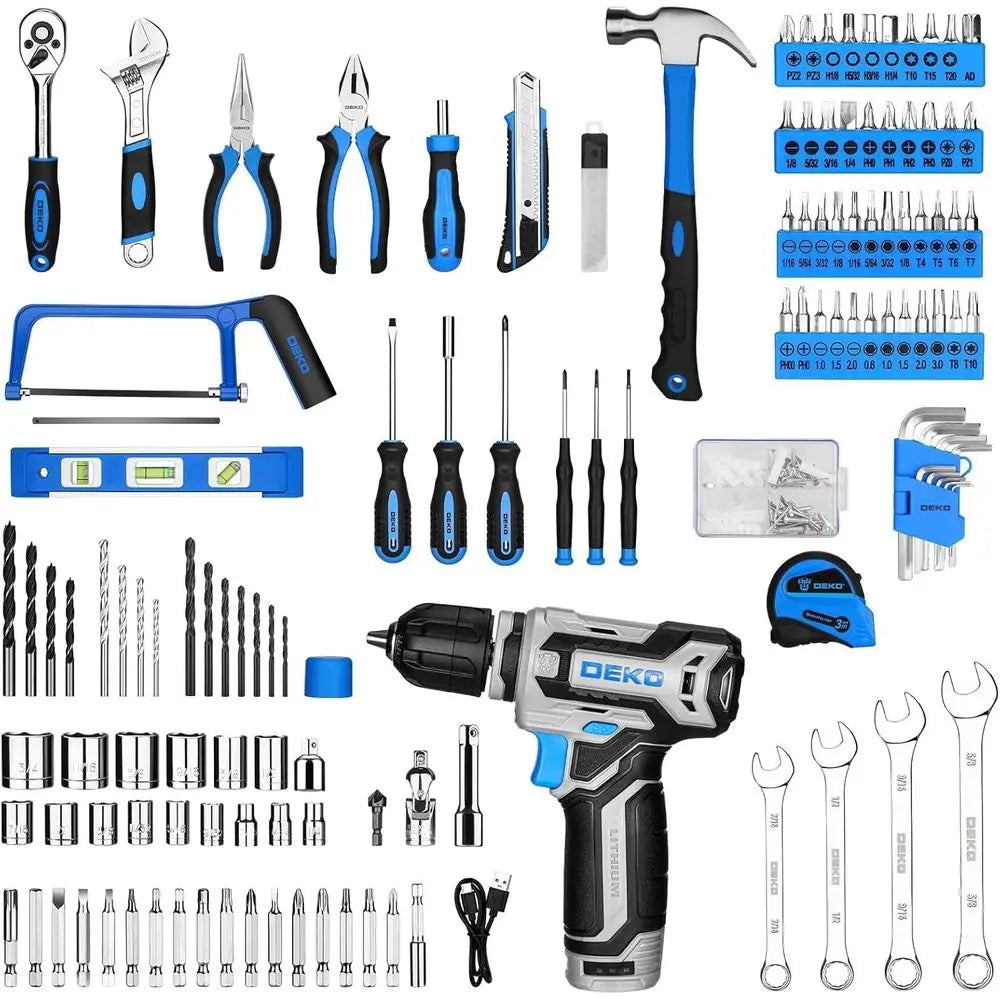 238-Piece 12V Cordless Drill Kit and Home Repair Tool Set