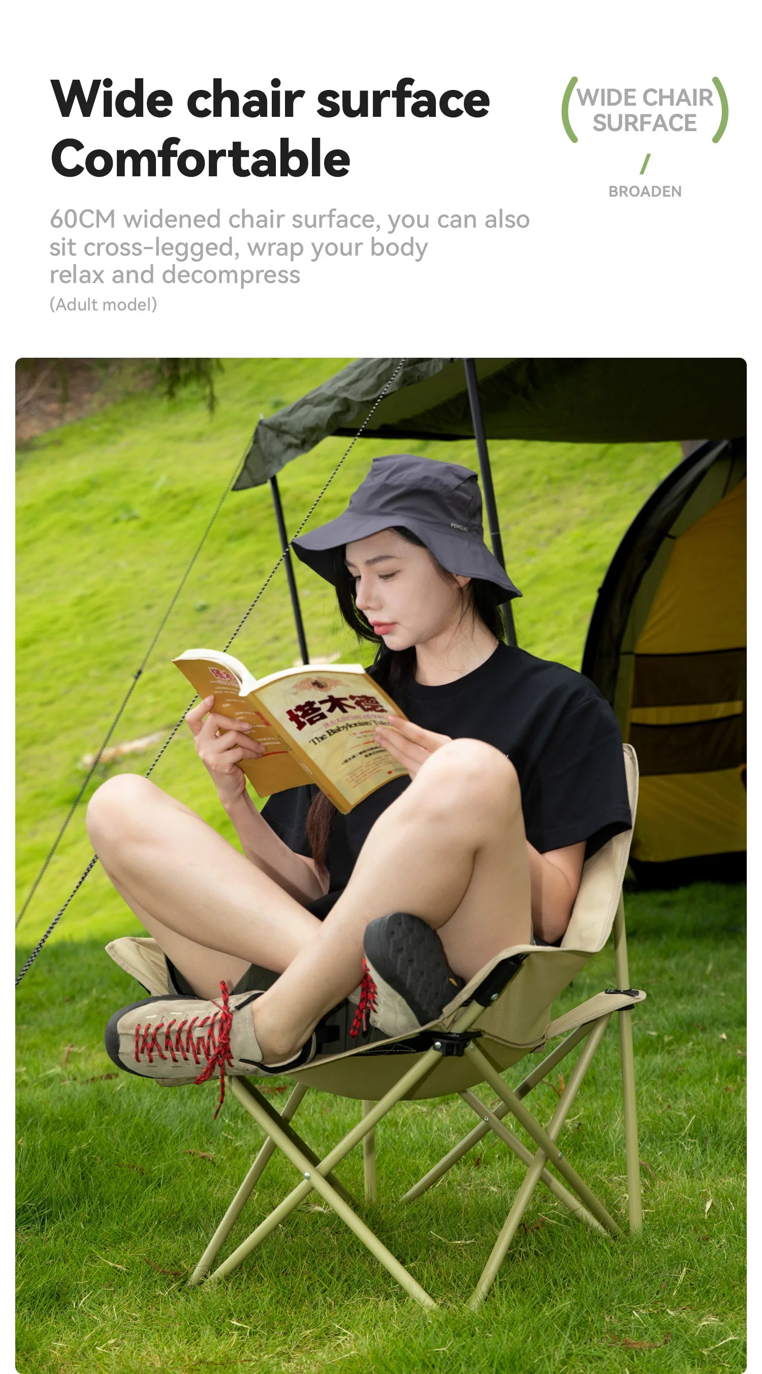 Folding Camping Chair Portable Steel Frame Picnic & Travel Seat