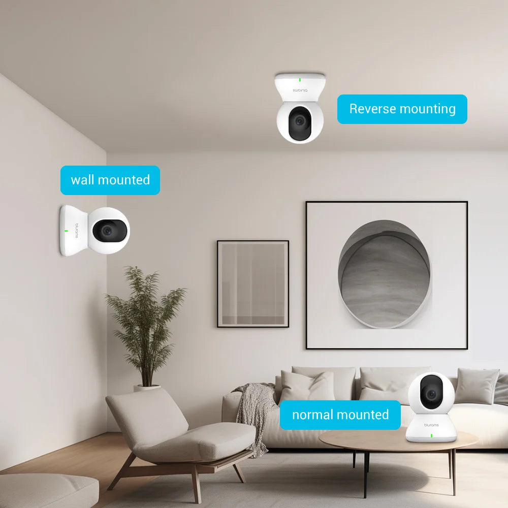 2K Indoor Security Camera 360° PTZ with App, Night Vision & Talk
