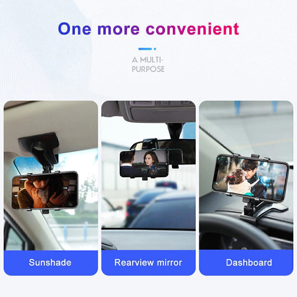 Rotatable Car Phone Holder for Dashboard, Mirror or Sun Visor