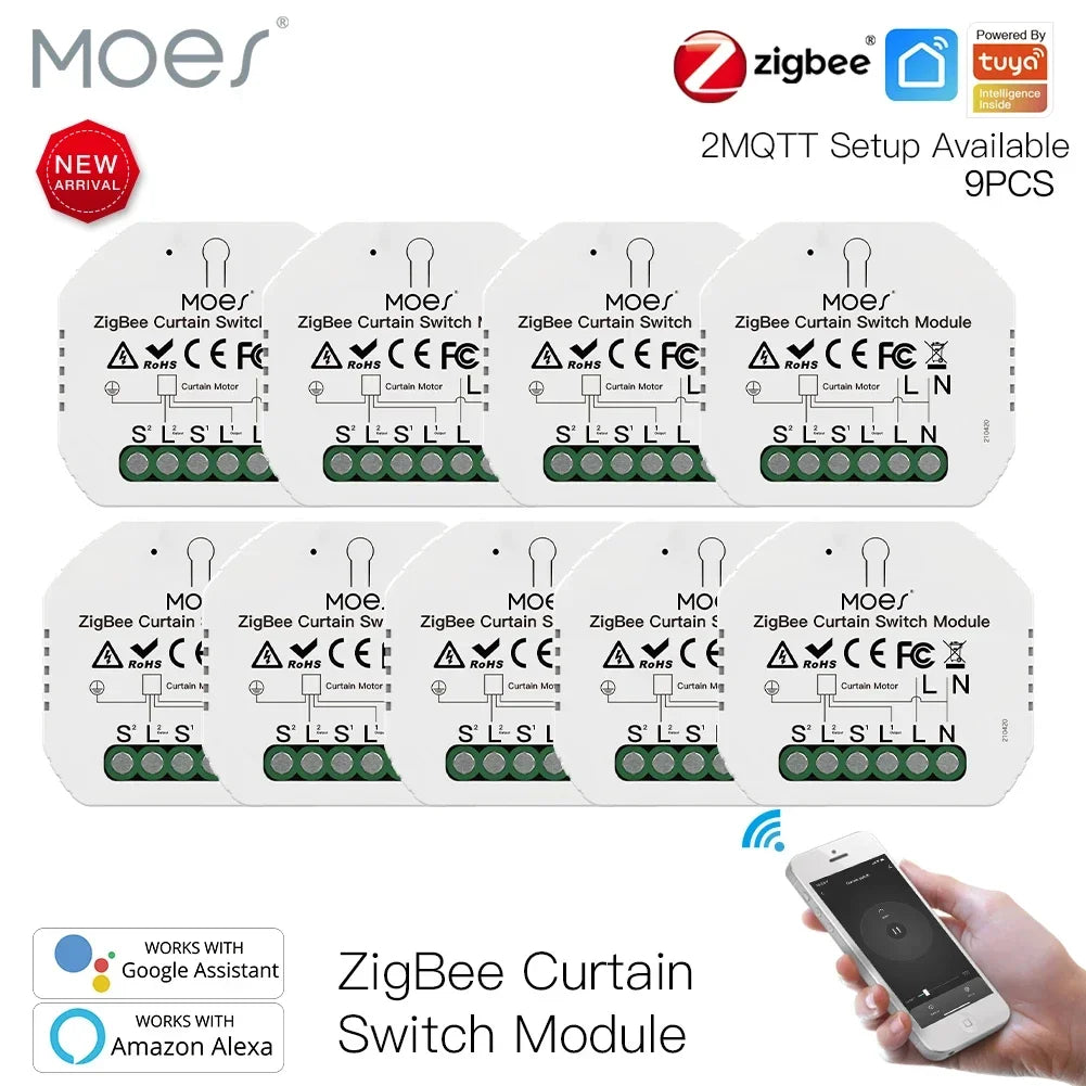 MOES ZigBee 3.0 Smart Curtain Switch Module Motorized Roller Shutter Blinds Motor Tuya Smart Life Alexa Echo Google Home