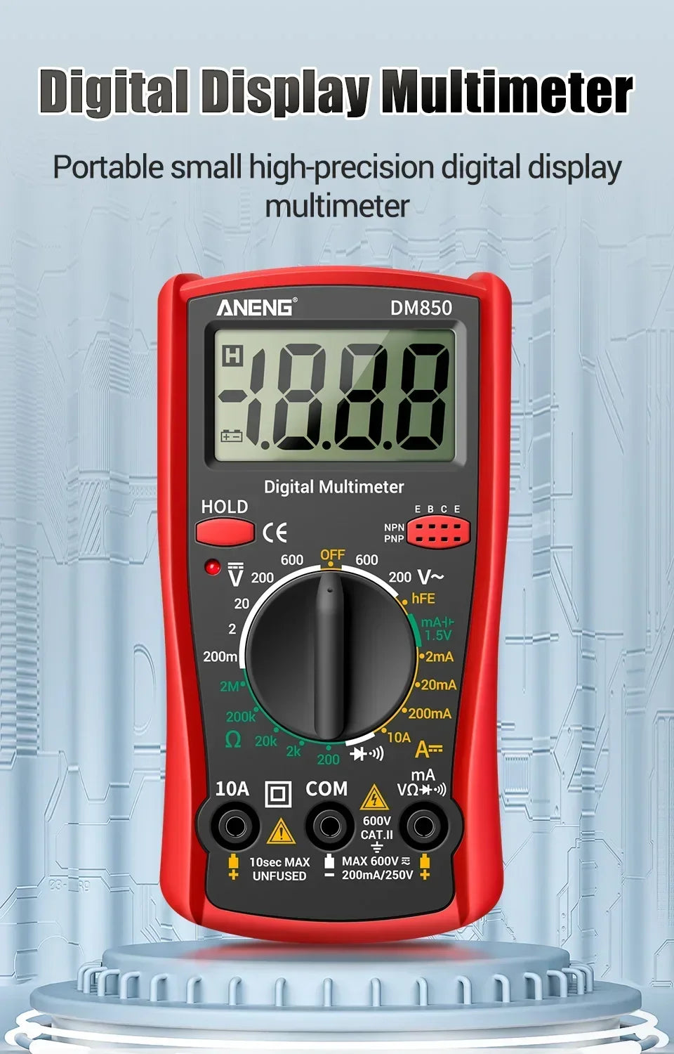 Digital Multimeter Professional 1999 Counts ANENG DM850 AC/DC Votage Current Tester Eletric Automatic Ohm Ammeter Detector Tools 
