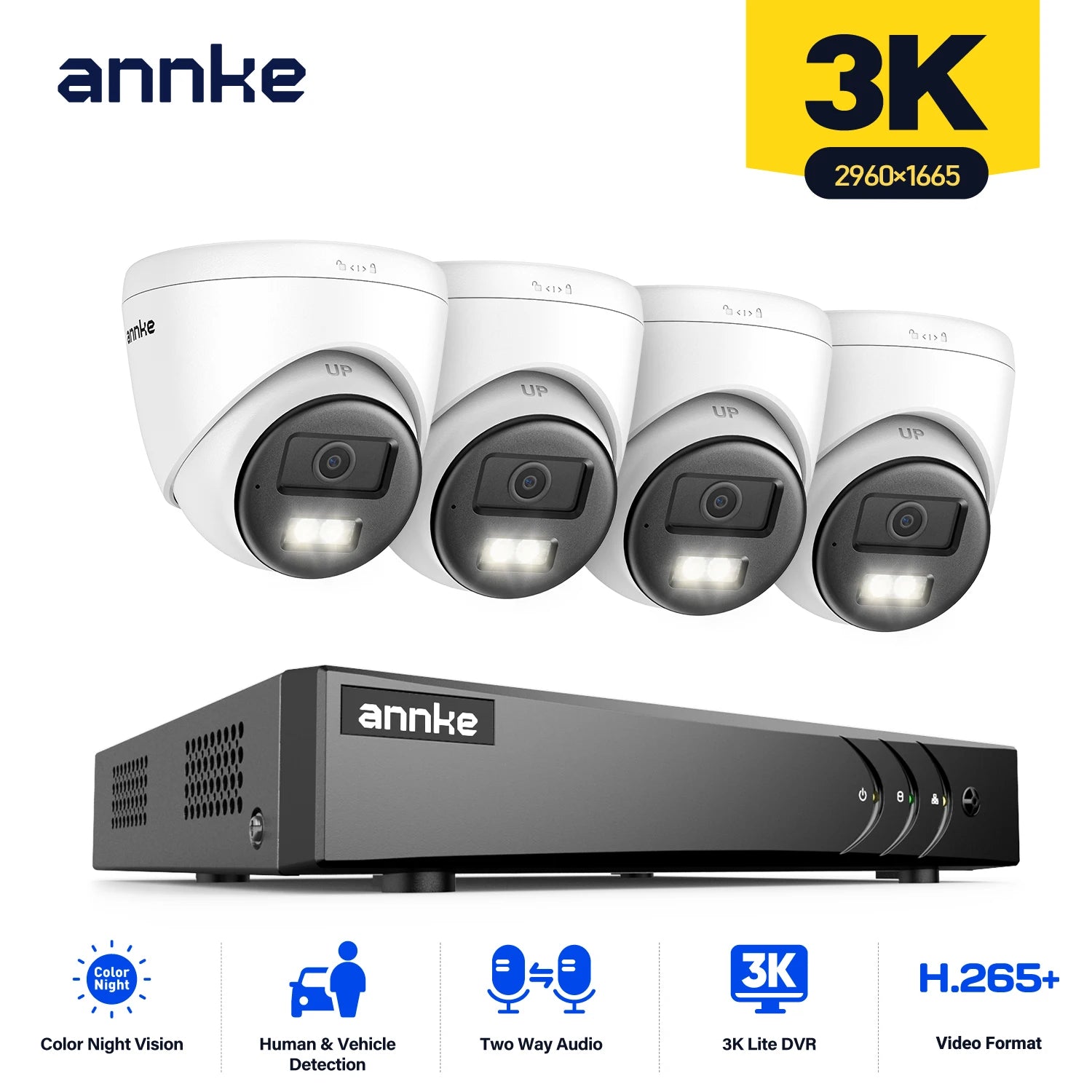 ANNKE 8CH 3K Wired CCTV Security Camera System with Night Vision