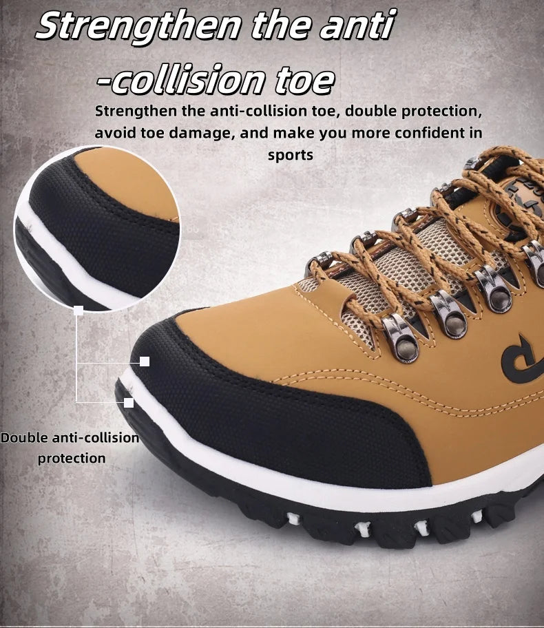 Autumn And Winter Models, Men's Waterproof Hiking Shoes, Outdoor PU Leather Sports Shoes, Wear-Resistant,  Walking, Tactical 