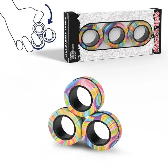 Magnetic Rings Fidget Toy Set Adult Fidget Magnets Spinner Rings Fidget Pack Great Gift for Adults Teens Kids (3PCS) 