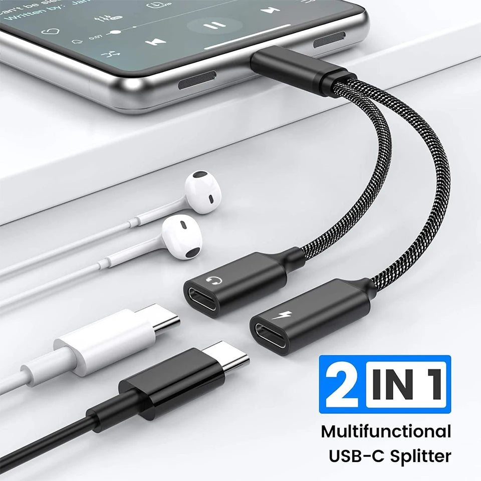 USB-C Audio and Charging Splitter Adapter