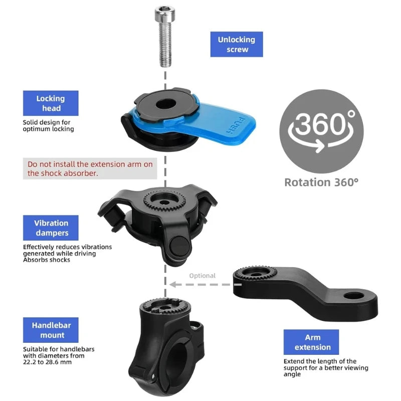 Suporte ajustável para telemóvel de bicicleta, com rotação de 360 graus