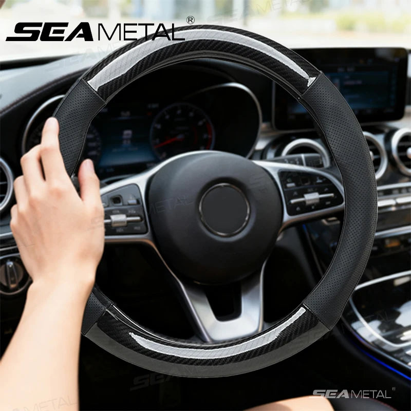 SEAMETAL Heavy-Duty Car Steering Wheel Cover Universal Steer Wheel Protector for 37-39cm Breathable Anti-Slip Protection Cover