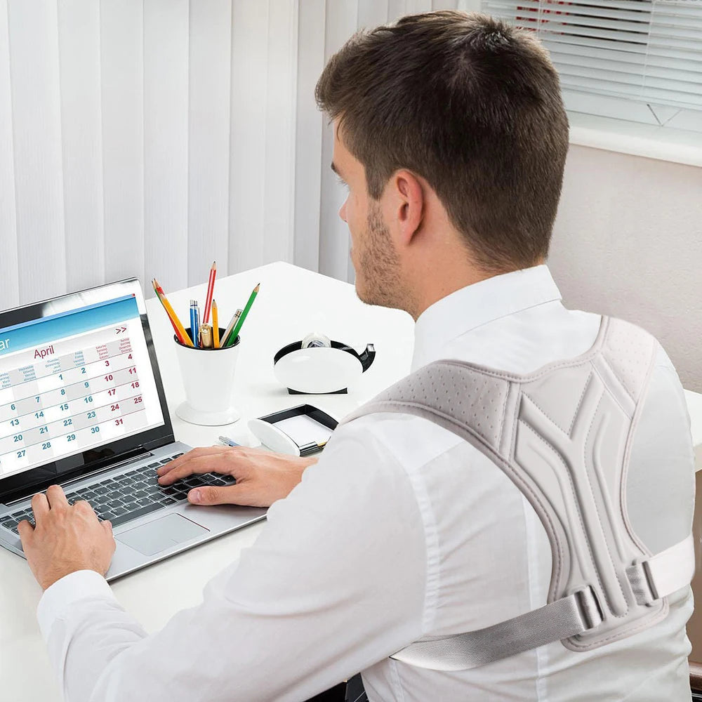 Adjustable Posture Reminder Brace, Black or Grey, XS–XL