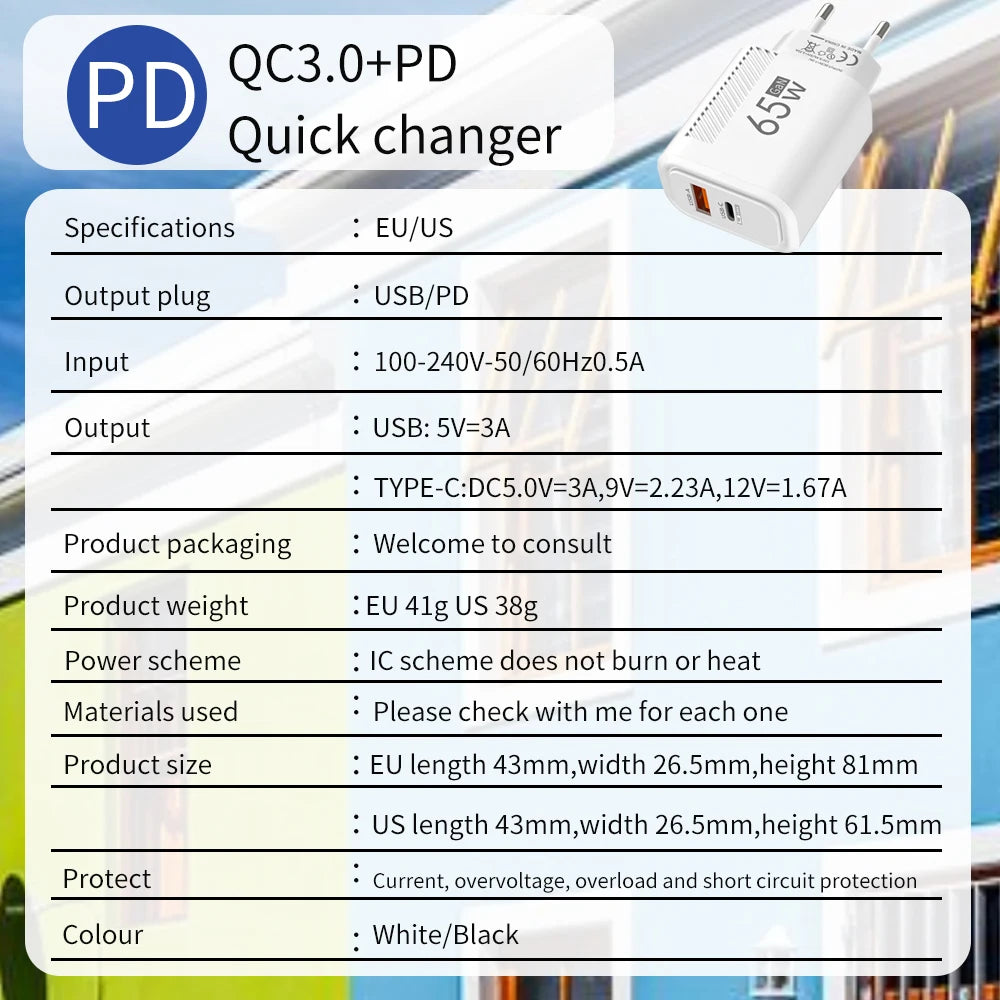 Dual-Port GaN Wall Charger - Plug and Kit Options