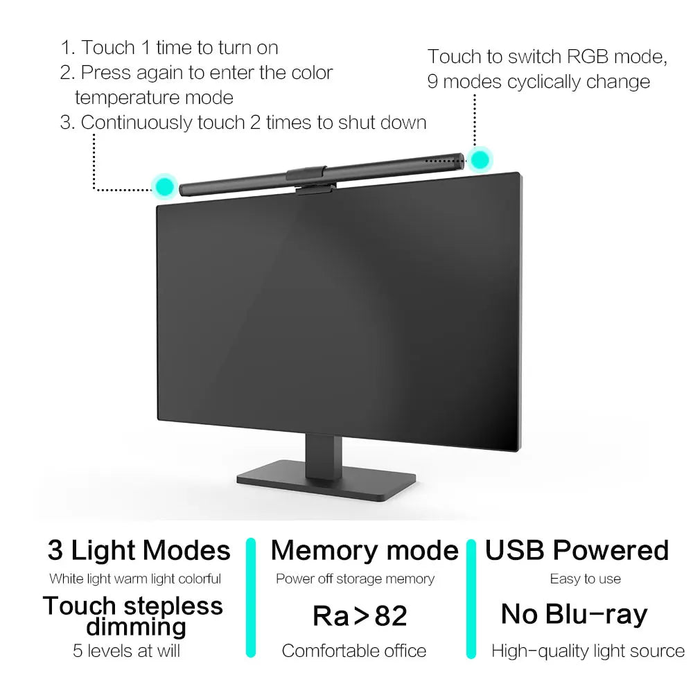 Dimmable Monitor Light Bar - RGB Options