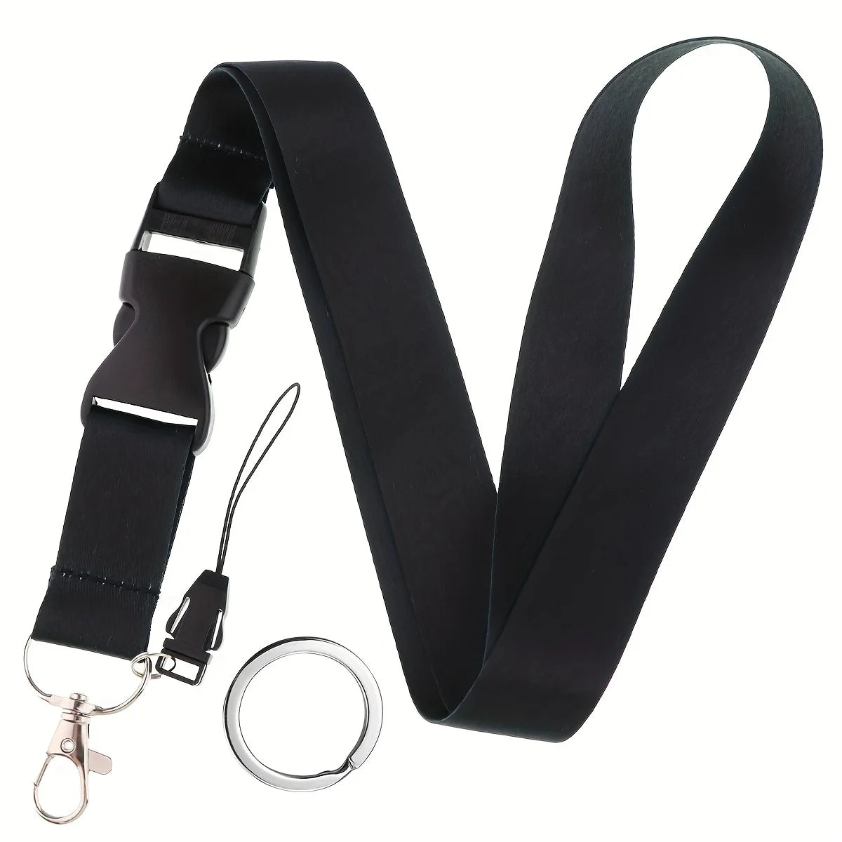 Náväzec na mobilný telefón módny čierny krk popruh kľúčenka náväzec držiteľ karty ID kľúče balónik telefón strap keyring doplnky