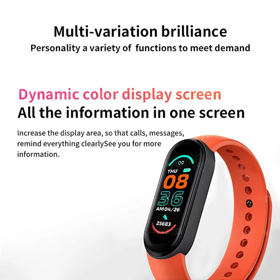 M6 Smart Watch Men Women Fitness Smart Bracelet Sports Band Heart Rate Blood Pressure Monitor Waterproof Multi-function Watches 