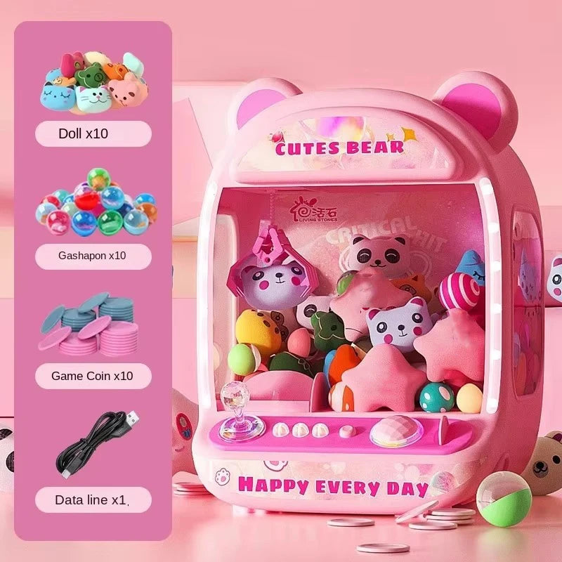 Big Size DIY Doll Machine Kids Coin Operated Play Game Mini Claw Catch Toy Crane Machines Music Doll Children Xmas Gifts Toys 