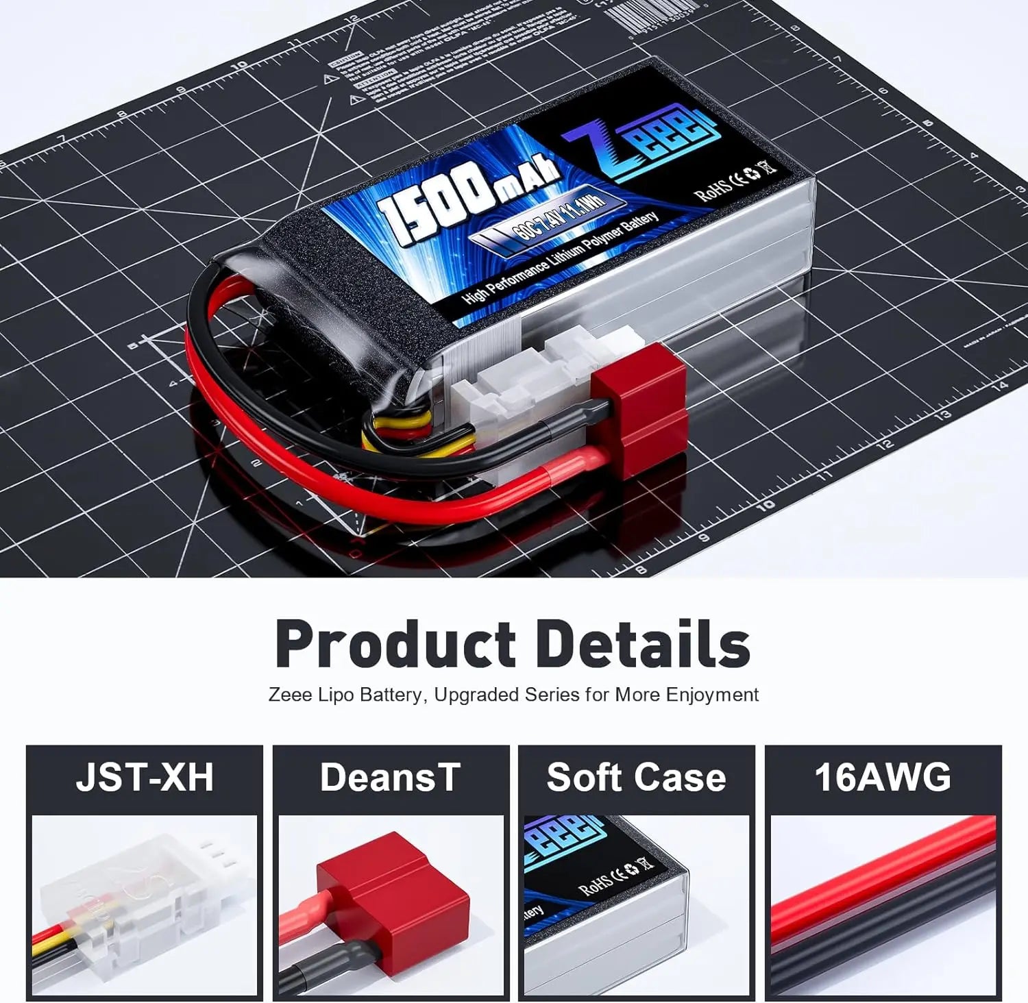 Zeee 2S 1500mAh 7.4V 60C LiPo baterija paket (2 kom, Deans utikač)