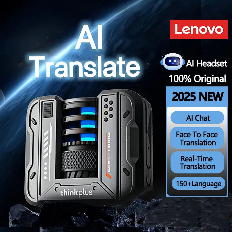 Lenovo LP49 AI Translation Headphones Wireless Bluetooth 5.4 Noise Reduction HD Call Earbuds Office Travel Real Time Translation 