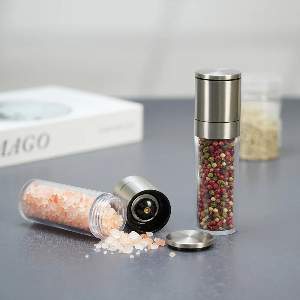 Stainless Steel Salt and Pepper Mill, Adjustable Manual Grinder