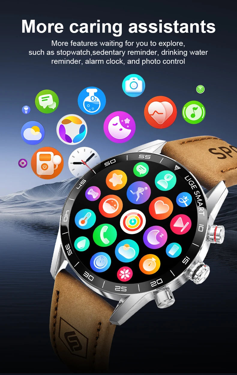 LIGE 2024 New Rugged Military GPS Smart Watch Men AMOLED HD Screen Heart Rate Bluetooth Call Waterproof Outdoor SmartWatch 