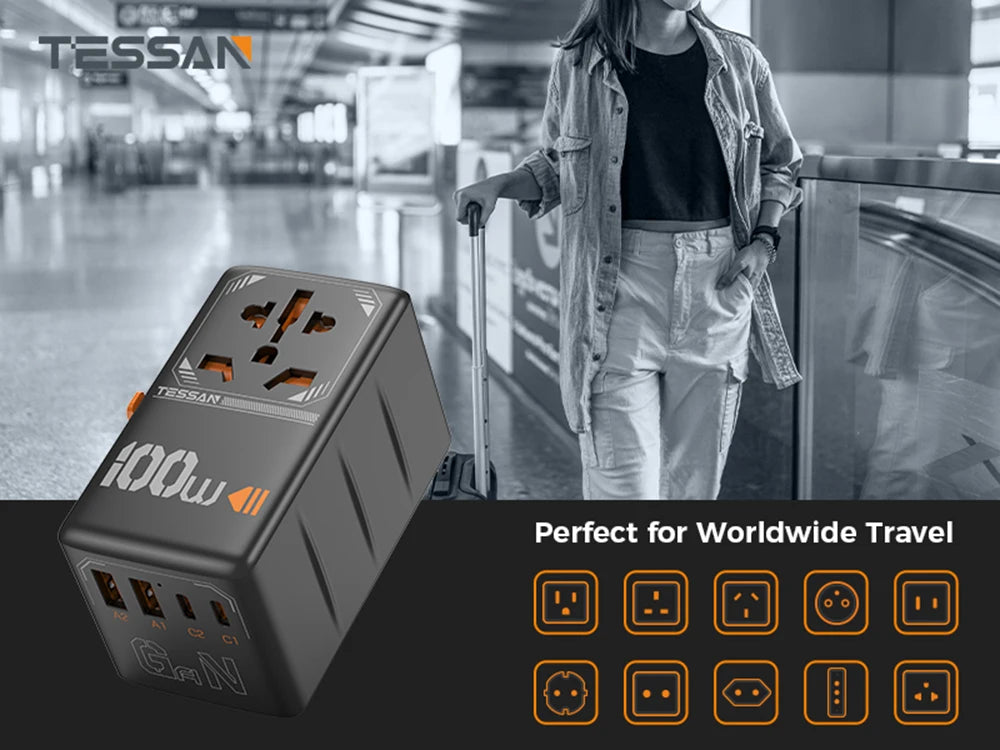 Universal Travel Adapter - USB Power Options