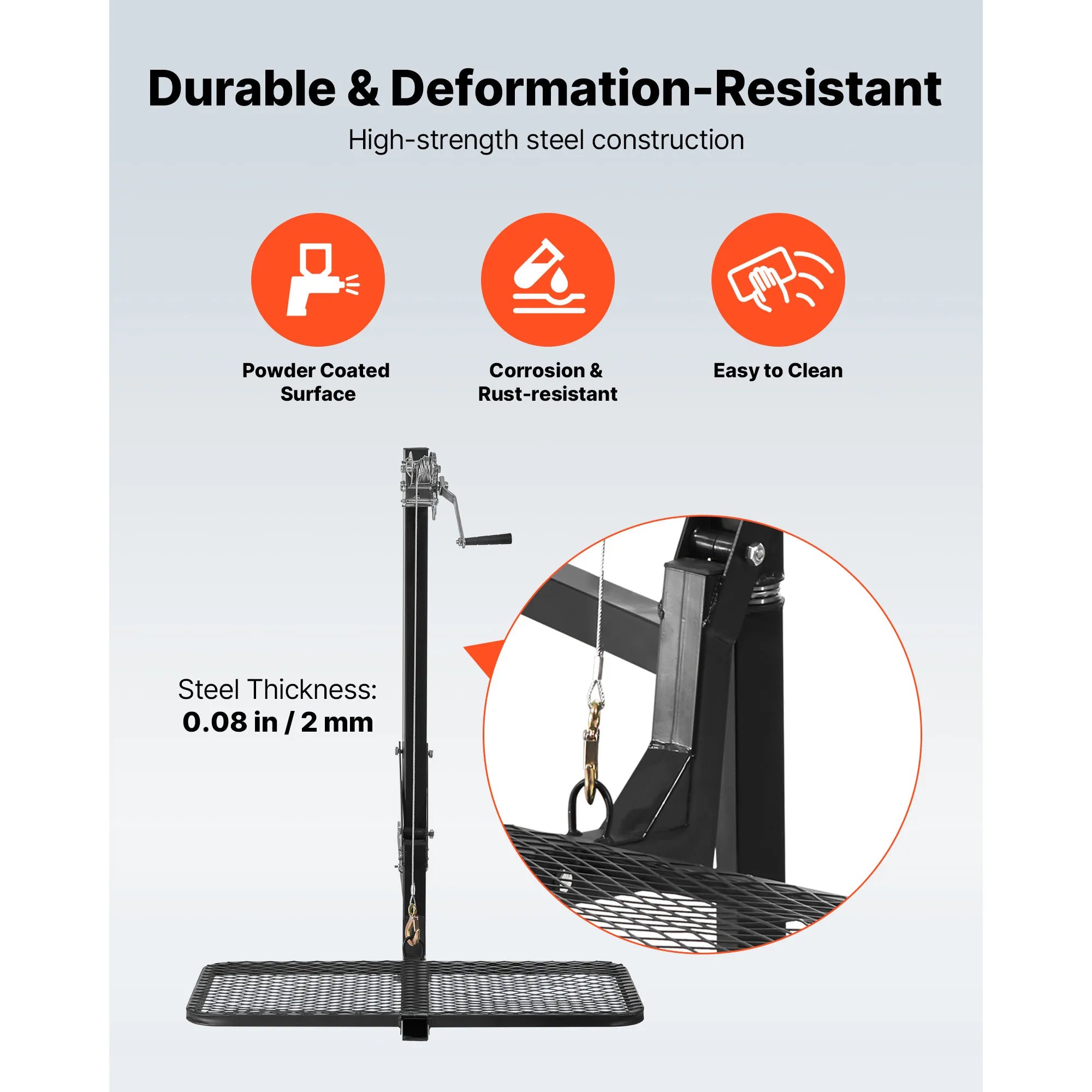 300 lbs Hitch-Mounted Deer Hoist with Platform & 2" Receiver