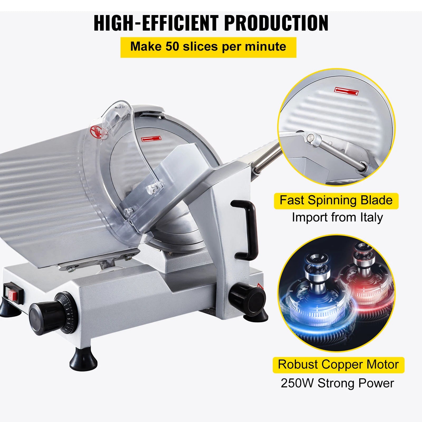 Elektrický kráječ masa 12" 320W s nastavitelnou tloušťkou řezu pro delikatesy