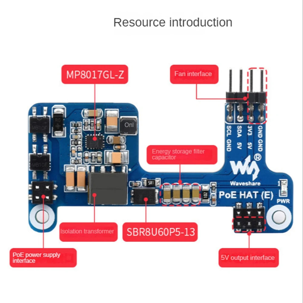 HAT PoE IEEE 802.3af E per Raspberry Pi 3B+/4B