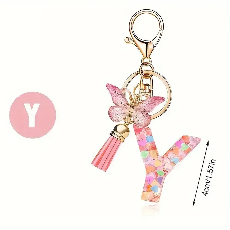 Fashion DIY Κεφαλίδες A-Z Letters keychain Μεταλλικός Φαρέτρα Pendant Key Chain Γυναίκες Κλειδί Αυτοκινήτου Αλυσίδα Απλό Γράμμα Όνομα Κλειδί Δώρο Κοσμήματα