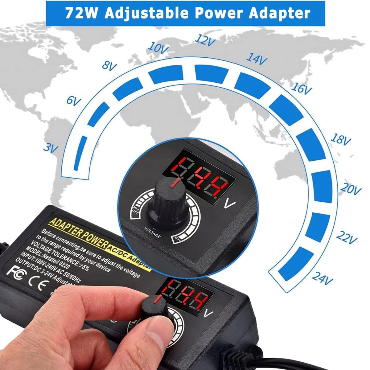Adjustable DC Power Adapter - 3-24 V