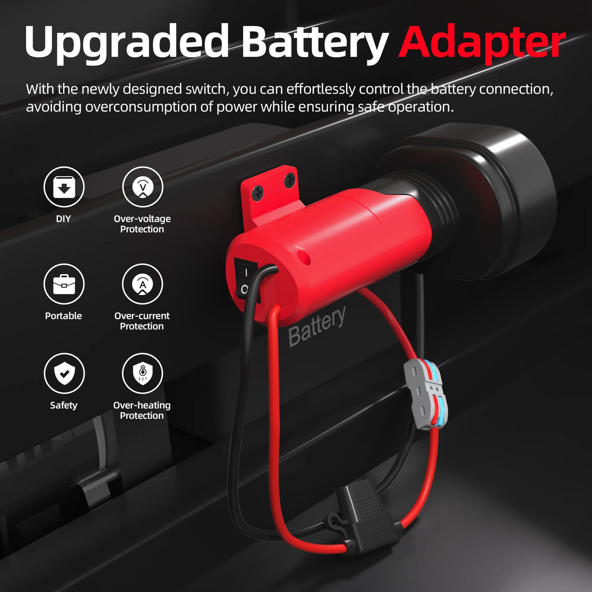 Adapter do akumulatorów Milwaukee 12 V z przełącznikiem
