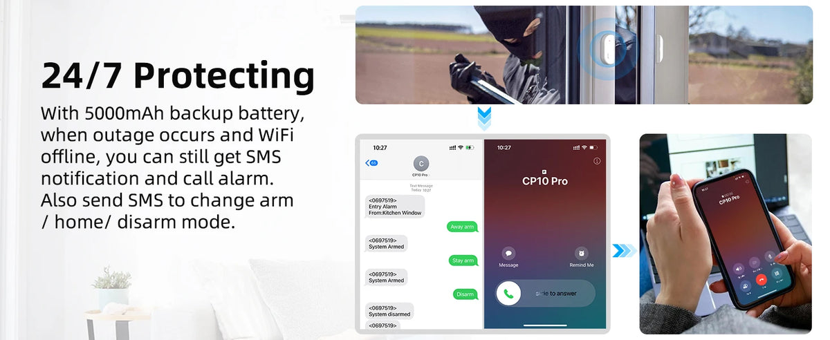 CPVAN 7 inch Smart Home Alarm System Wireless WiFi Home burglar Security Alarm with accessories support Tuya Smart Life control