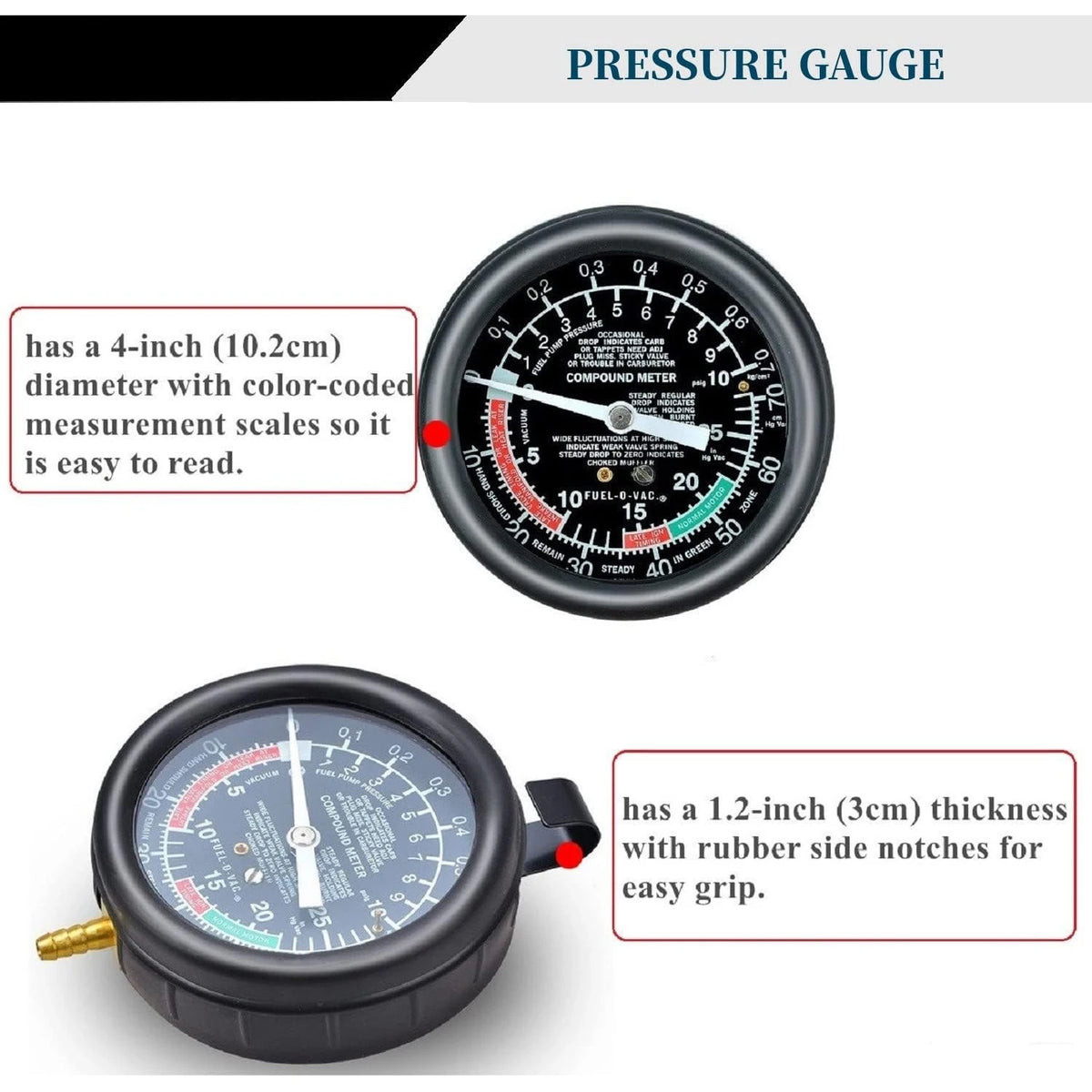 Automotive Fuel Pump and Vacuum Test Gauge