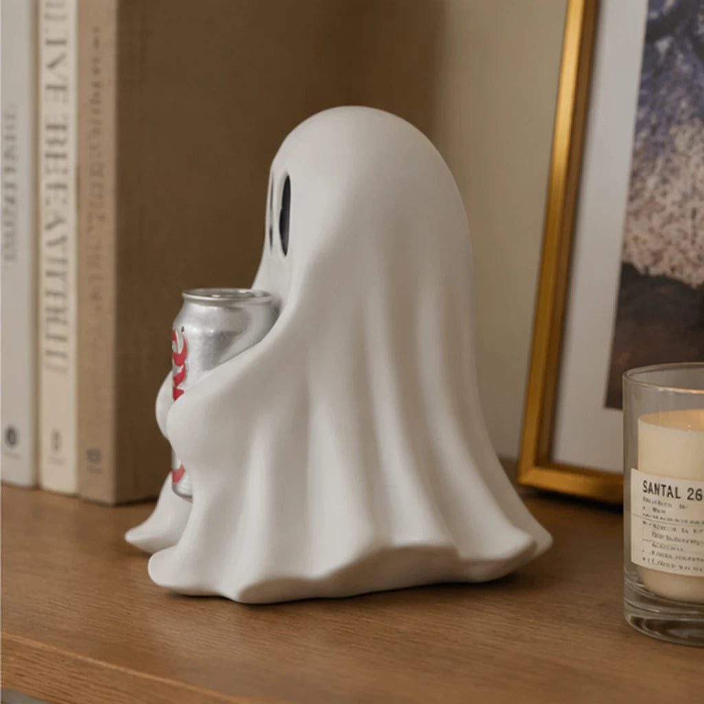 Spook in frisdrankblikje, ornament van hars