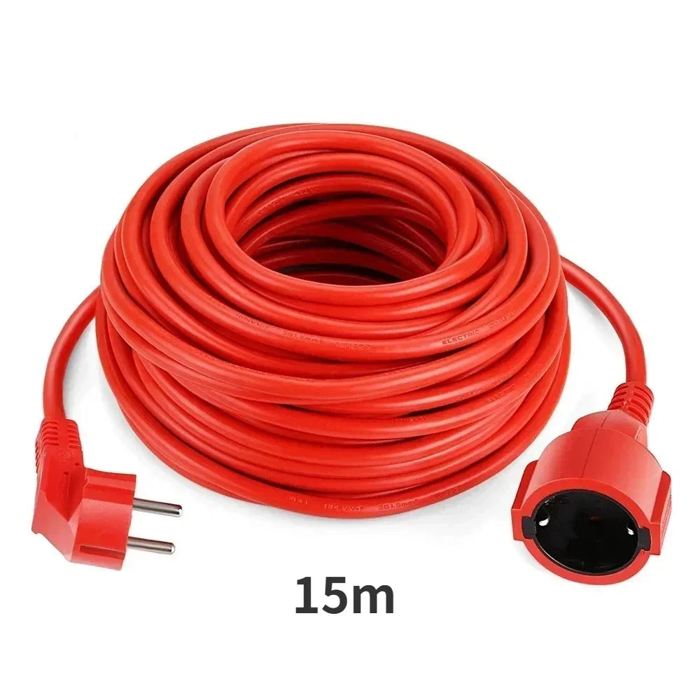 Power Strip Extension Cord 5/10/20m Cable 16A EU Outlets 4000w Electric Schuko 1.0mm Red Indoor Outdoor Plug Sockets Engineering 