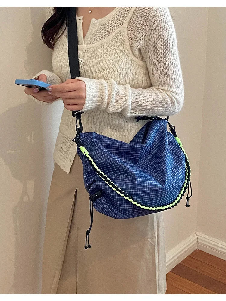 Borsa tote in poliestere a quadri per l’uso quotidiano