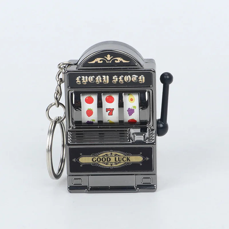 Fruit Slot Machine Keychain Lucky Charm Jackpot Keychains Mini Casino Pendant Bag Charm Novelty Gifts for Kids Adults 