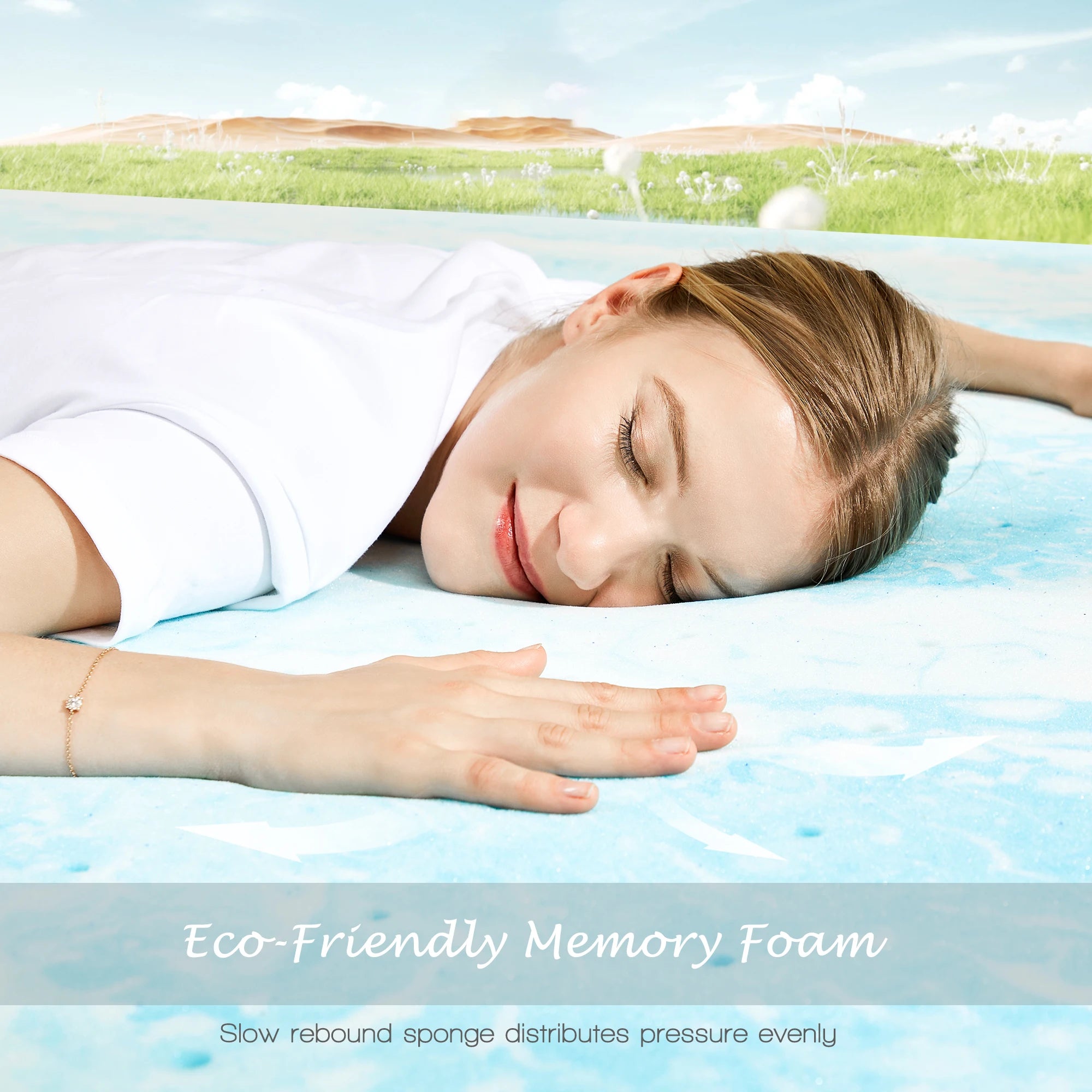 Memory Foam Gel Kølende Madras Topmadras 2-4 Tommer Blød Åndbar Komfort