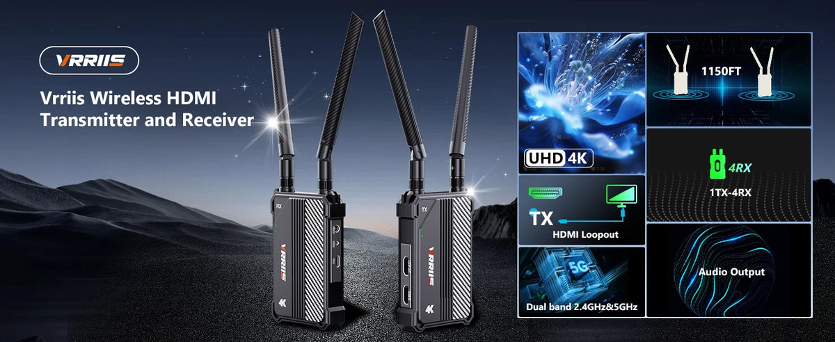 4K Wireless HDMI Transmitter and Receiver 5G Dual Band 350m Extender Kit