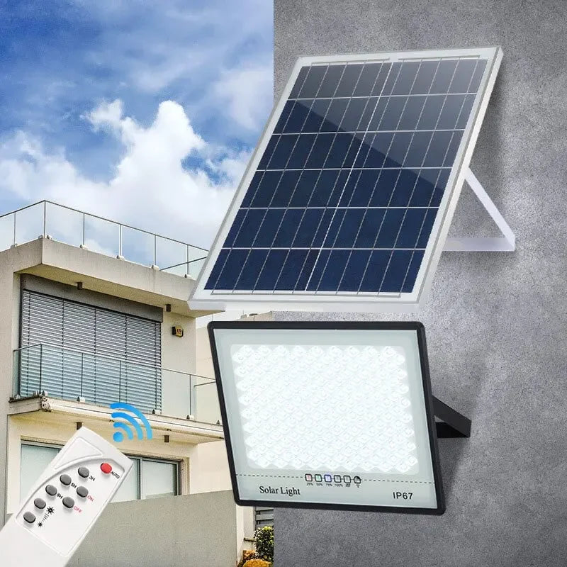 Foco LED solar IP67 con control remoto y temporizador