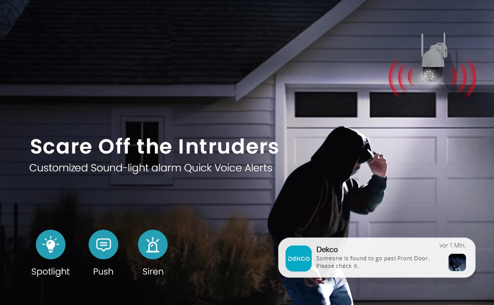 DEKCO 3MP PTZ WiFi Camera Outdoor Wireless Security Dome Camera Motion Detection 2-Way Audio Full Color Night Vision CCTV Camera 