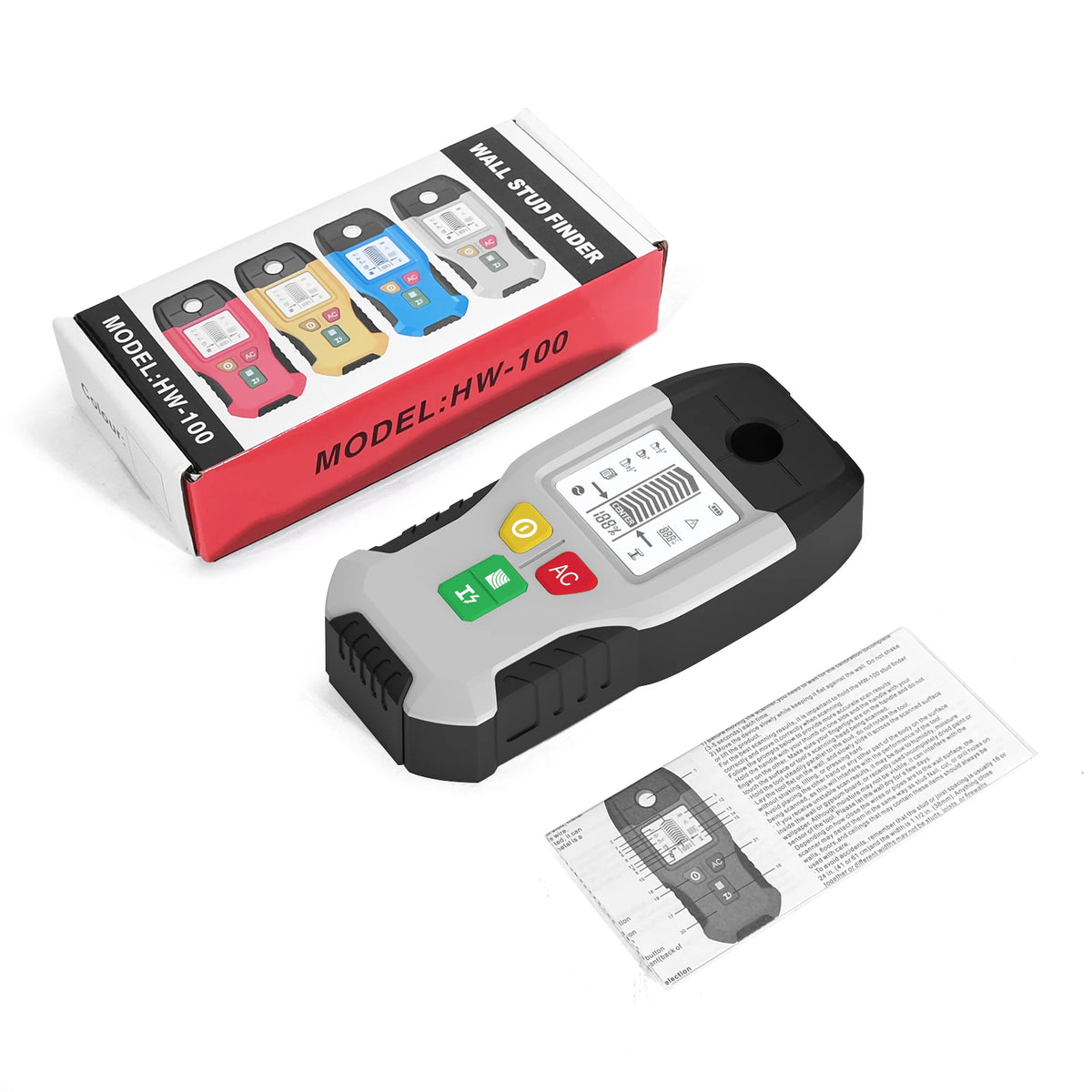 HW-100 Wall Stud Finder with Metal & AC Scanning Modes