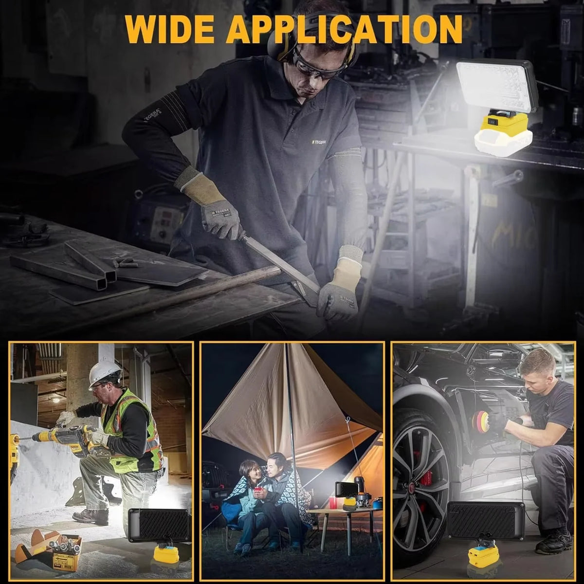 Cordless LED Work Light for 18/20 V Tool Batteries