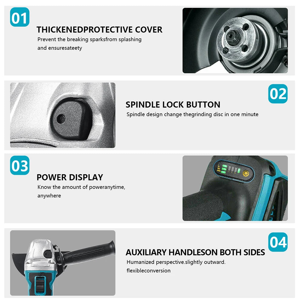 125mm Brushless Electric Angle Grinder and Impact Wrench Combo Kit