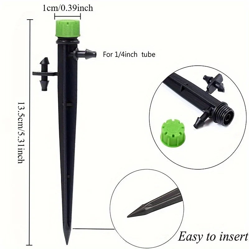 Adjustable Stake Drip Emitter, Black/Green Options
