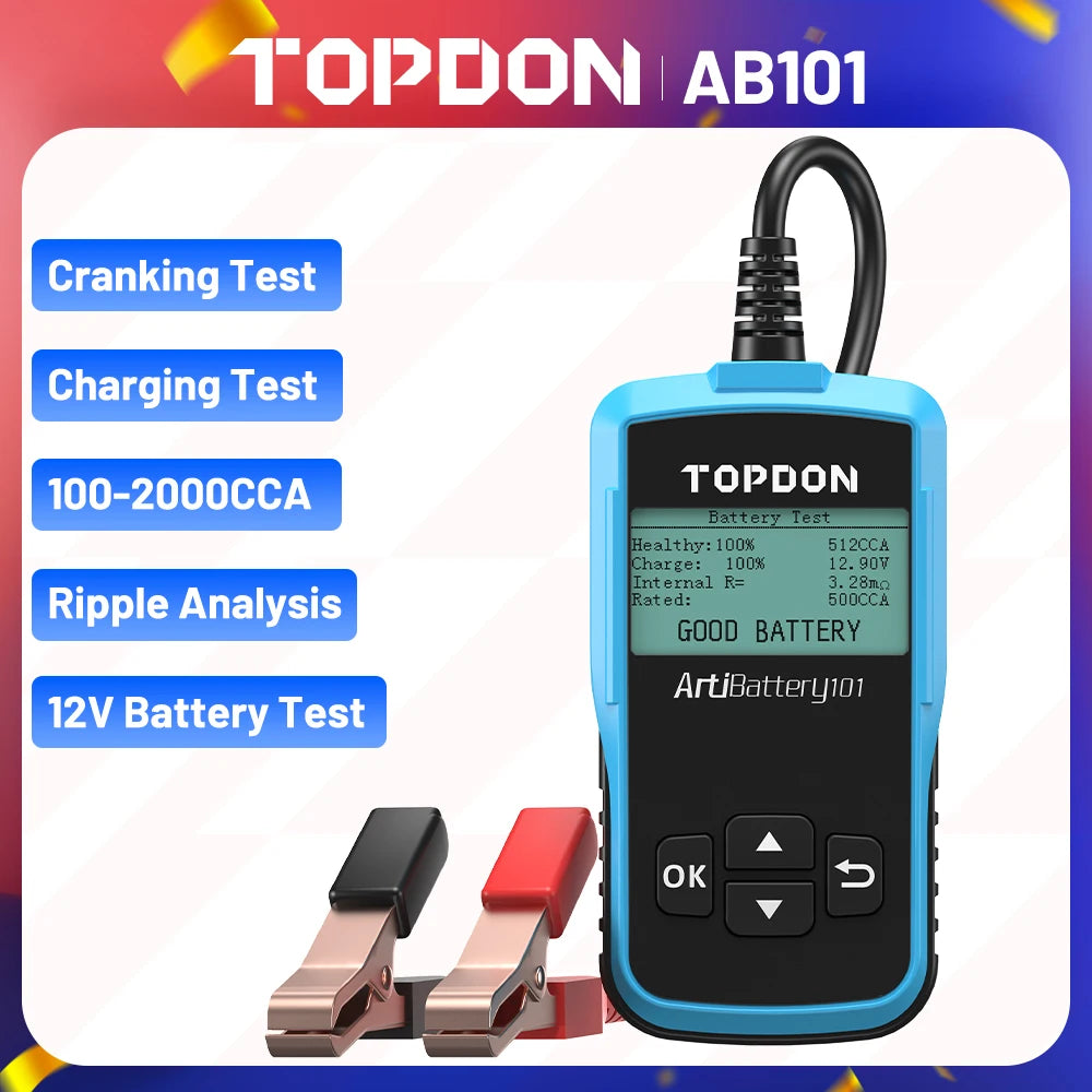 AB101 12V Car Battery Tester