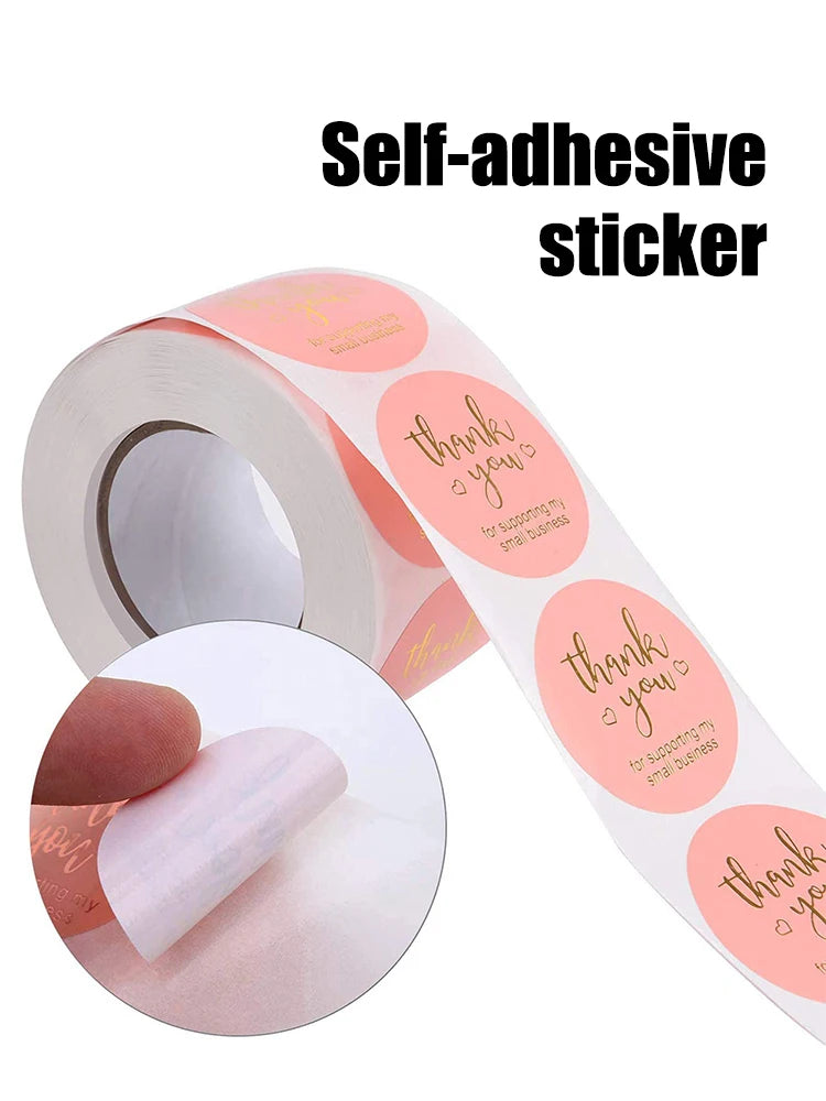 Adesivi Grazie Rosa e Nero Rotolo a Stampa a Caldo