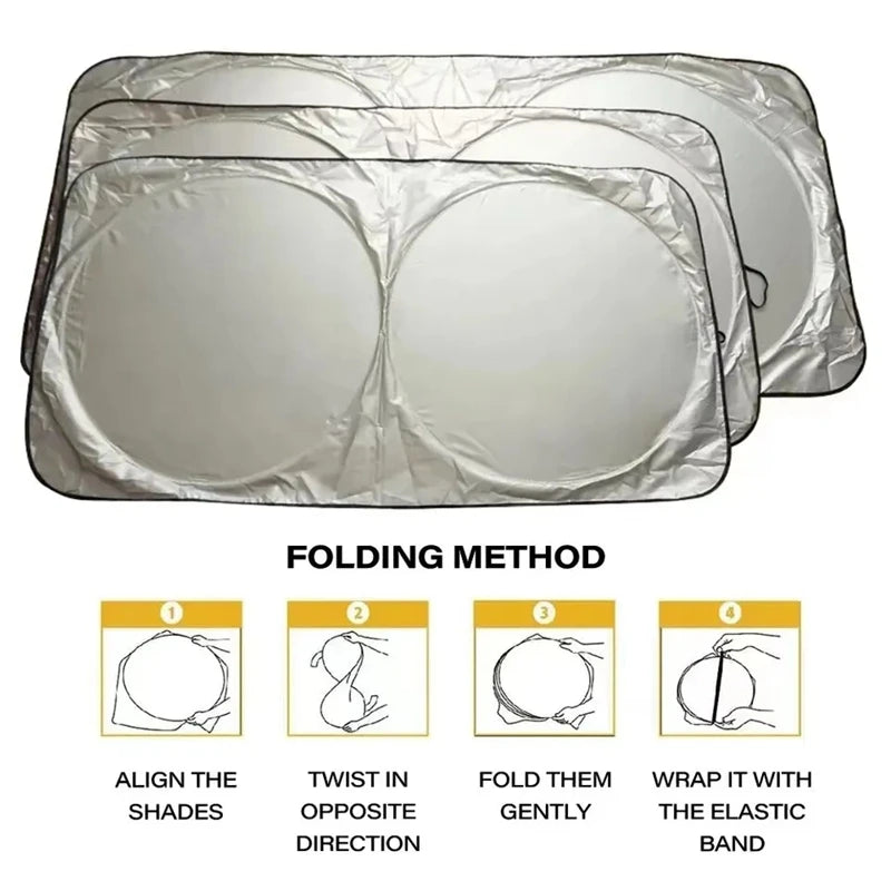 Składana osłona przeciwsłoneczna na przednią szybę 150 x 70 cm