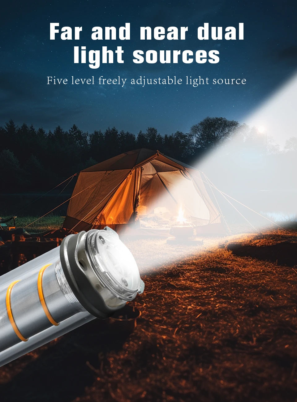 Outdoor LED Camping Light with Tripod, 5 Modes and USB Charging