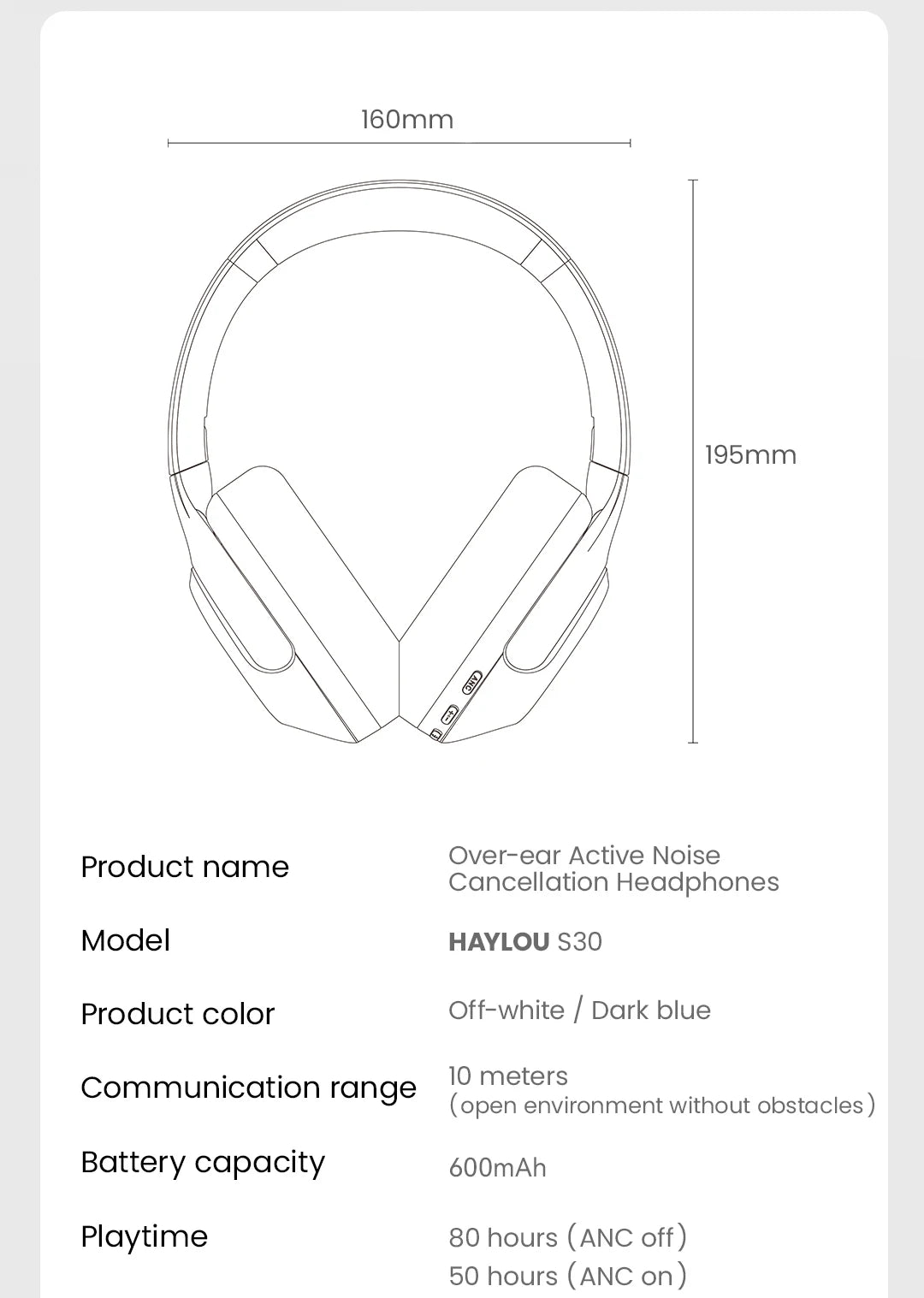 Haylou S30 Wireless Bluetooth ANC Headphones