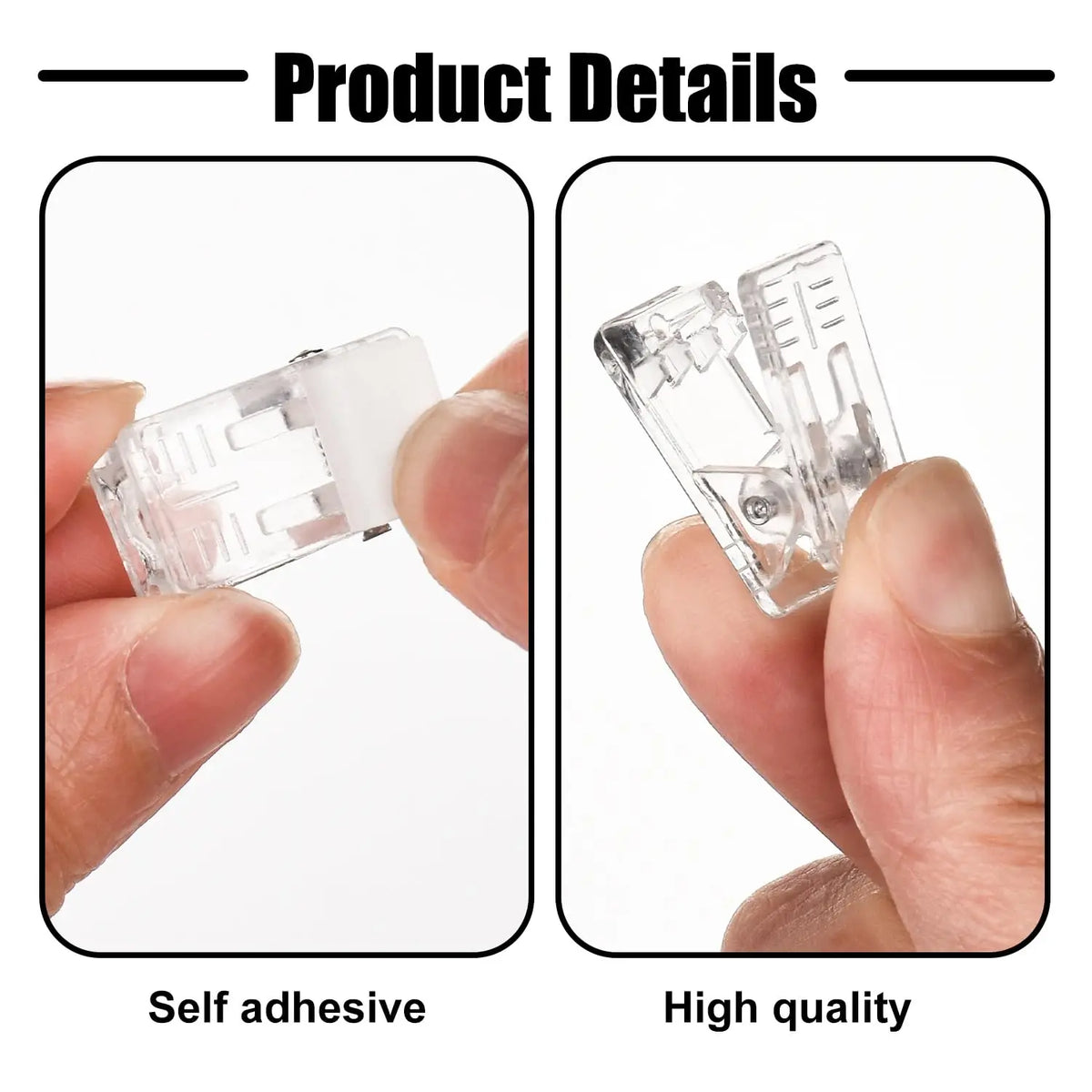 Self-Adhesive Spring Clips for Wall Photos and Tapestries, Clear