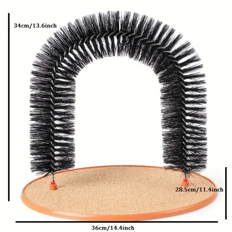 Cat Toy Arch Self Groome Pamper Feline with A Massage Grooming Rubbing Brush with Scratching Pad Toy for Cats Interactive Toys 